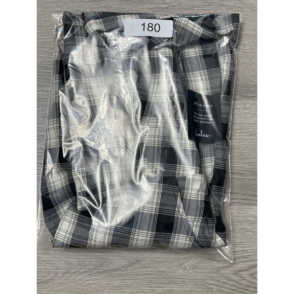 Lulus Sweetest Memory Black Plaid Lace-Up Mini Dress with Pockets Size M - Picture 5 of 5